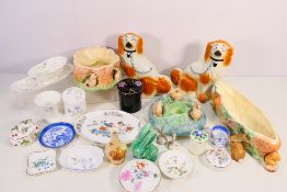 A mixed lot of ceramics to include a SylvaC posy bowl with three applied rabbit figures, ,