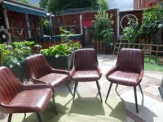 Four Lestarian leatherette dining chairs on tapering supports. [4].