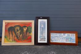 A quantity of framed prints, largest approximately 60 cm x 80 cm image size. [3].