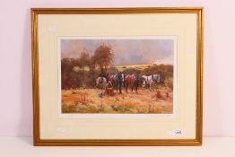Rosemary Sarah Welch - A limited edition print depicting a farmer and working horses in a field,