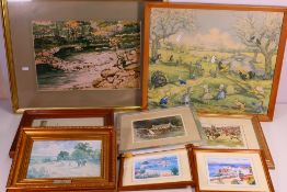 A collection of framed prints, various image sizes.