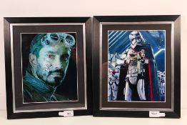 Star Wars - Two signed photographic images comprising Gwendoline Christie as Captain Phasma and Riz