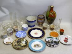 Mixed ceramics and glassware to include a pair of Royal Crystal Rock candlesticks, vase and similar.