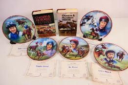 Horse Racing Interest - Five Danbury Mint Great Jockeys collection cabinet plates by Royal