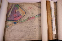 Local Interest - A collection of late 19th / early 20th century rolled maps to include Grappenhall,