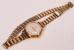 A 9ct yellow gold cased Buren bracelet watch, Birmingham hallmarks to the case and bracelet,