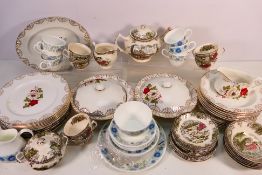 A collection of mixed dinner and tea wares to include Johnson Brothers Friendly Village,