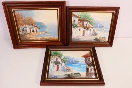 Three small oil on canvas coastal landsc