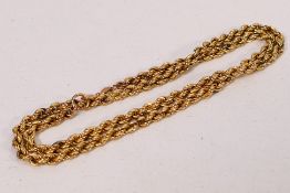 A 9ct yellow gold rope twist necklace, 46 cm (l), approximately 6.3 grams.