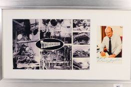 Gerry Anderson - A framed Thunderbirds display with signed photographic image of Gerry Anderson,