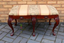A hall bench with upholstered seat approximately 50 cm x 90 cm x 48 cm.