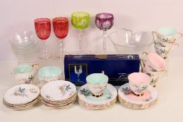 Ceramics and glassware to include Queen Anne Bone China Louise pattern tea wares,
