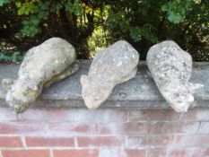 Architectural Garden Stoneware - three matched reconstituted stone figures depicting Cats,
