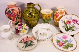 A collection of ceramics to include Italian vase, Austrian amphora, Aynsley jug and other,