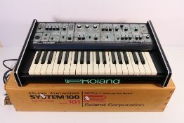 A Roland System 100, model 101 analogue Synthesiser, made in Japan, serial number 653180,