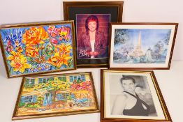 Lot to include a framed photographic image of Princess Diana, one of Cilla Black,