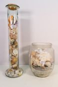 A large jar with display of shells and similar and a further jar of shells. [2].