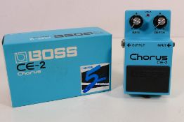 A vintage Boss CE-2 analogue chorus pedal, Made In Japan (green label) contained in original box.