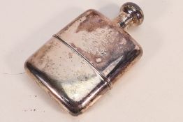 A George V silver hip flask, the cup with gilt interior, Birmingham assay 1917,