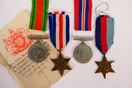 Four World War Two (WW2 / WWII) medals c