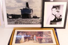 Lot to include a framed photographic image of Princess Diana, framed print,