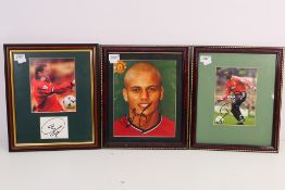 Manchester United Football Club - Three signed displays of Manchester United players comprising