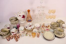 Mixed ceramic tea wares and glassware to include Hornsea Cornrose, Duchess Bone China,