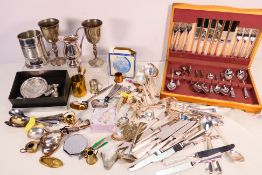 A quantity of flatware, plated and stainless, further plated ware and other.