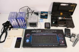A mixed lot to include a boxed Advent Illuminated Keyboard, Sony Dream Machine Clock Radio,