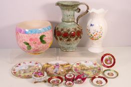 Mixed ceramics to include Aynsley vase, jardiniere, Limoges and other.