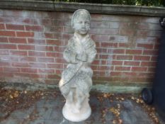 Architectural Garden Stoneware - a cast stone garden statue depicting a boy, emblematic of winter,