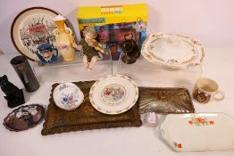 A mixed lot to include ceramics, plated ware, brass ware and other.