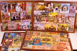 Four framed jigsaw puzzles depicting vin