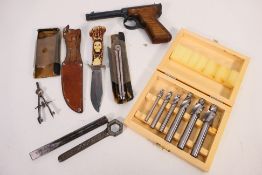 A mixed lot of collectables to include: A Diana Mod 2 air pistol,