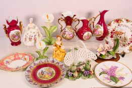 A mixed lot of ceramics to include two Royal Doulton lady figures, Limoges,