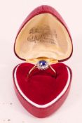 A yellow metal, sapphire and diamond set ring, size O,