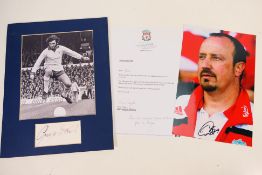 A signed photographic image of Rafa Benitez with letter from Liverpool Football Club and a signed