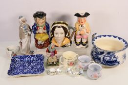 A collection of ceramics and glassware to include a Spanish porcelain clown figure,