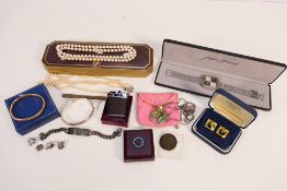 Lot to include a silver hinged bangle, Chester assay 1960, sponsors mark for Charles Horner Ltd,