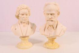 Two composer's busts attributed to A Giannelli,(signed underneath), Parian style,