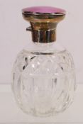 A George V cut glass and silver enamel t
