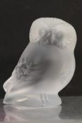 Lalique - A Lalique Nyctal Owl paperweight in satin finish, signed to the base Lalique, France,
