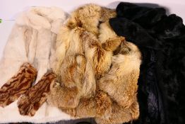 Three fur coats / jackets to include a French coney fur example, size 12,