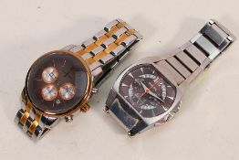 Two stainless steel chronograph wristwatches comprising a Breil BW0100 and Jasper Conran.