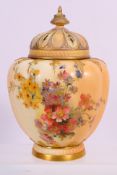 A Royal Worcester blush ivory pot pourri