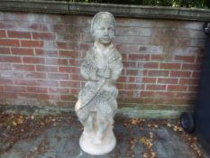 Architectural Garden Stoneware - a cast stone garden statue depicting a boy, emblematic of winter,