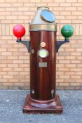 A teak and brass ships compass binnacle, Sestrel Circum Dead-Beat, by Henry Browne & Son Ltd,