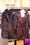 Two fur coats, no size labels, one with makers label for Browns Of Chester,