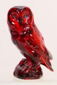 Anita Harris - A flambe trial avian study, Barn Owl, red colourway,