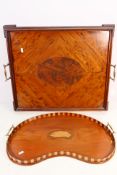 An Edwardian mahogany kidney shaped serv